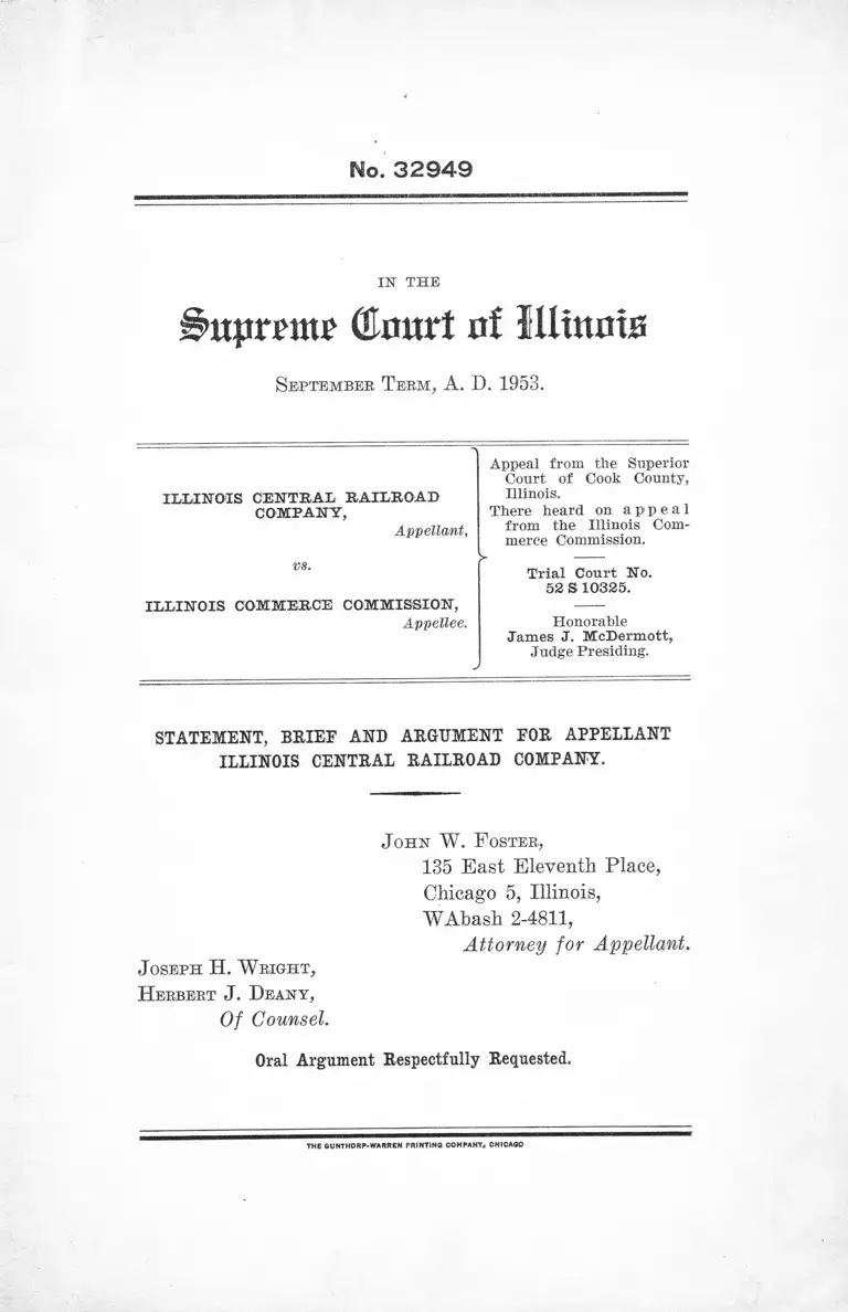 Illinois Central Railroad Company v. Illinois Commerce Commission Statement, Brief and Argument for Appellant preview