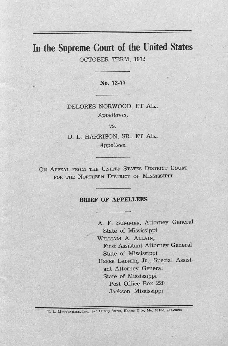 Norwood v. Harrison Brief of Appellees preview
