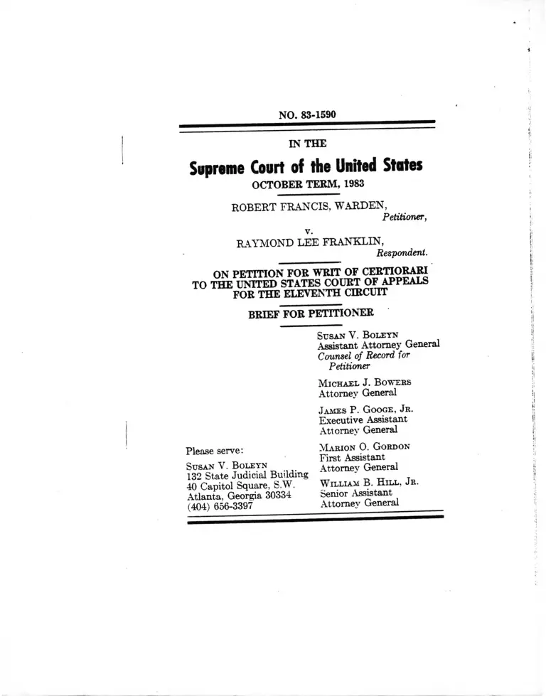 Warden v. Franklin Brief for Petitioner preview