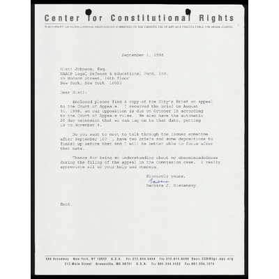 Letter to Johnson From Olshansky RE: City’s Brief on Appeal to the Court Appeals preview