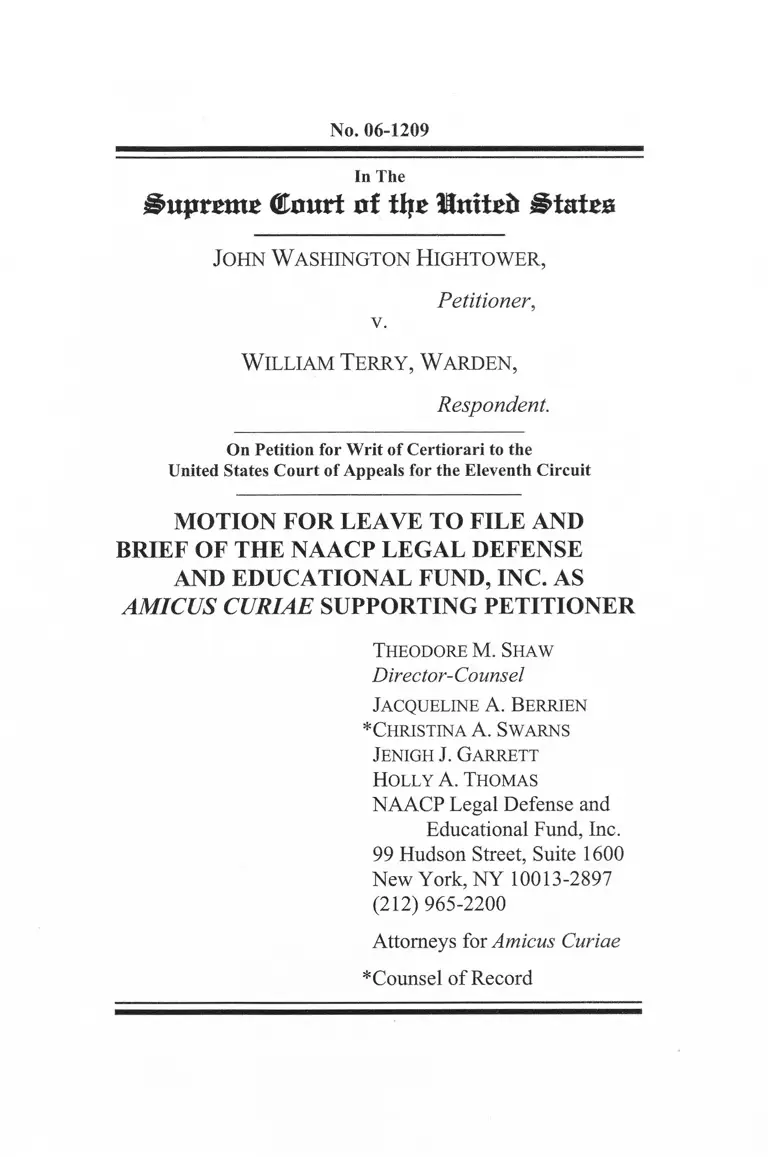 Hightower v. Terry Motion for Leave to File and Brief Amicus Curiae Supporting Petitioner preview