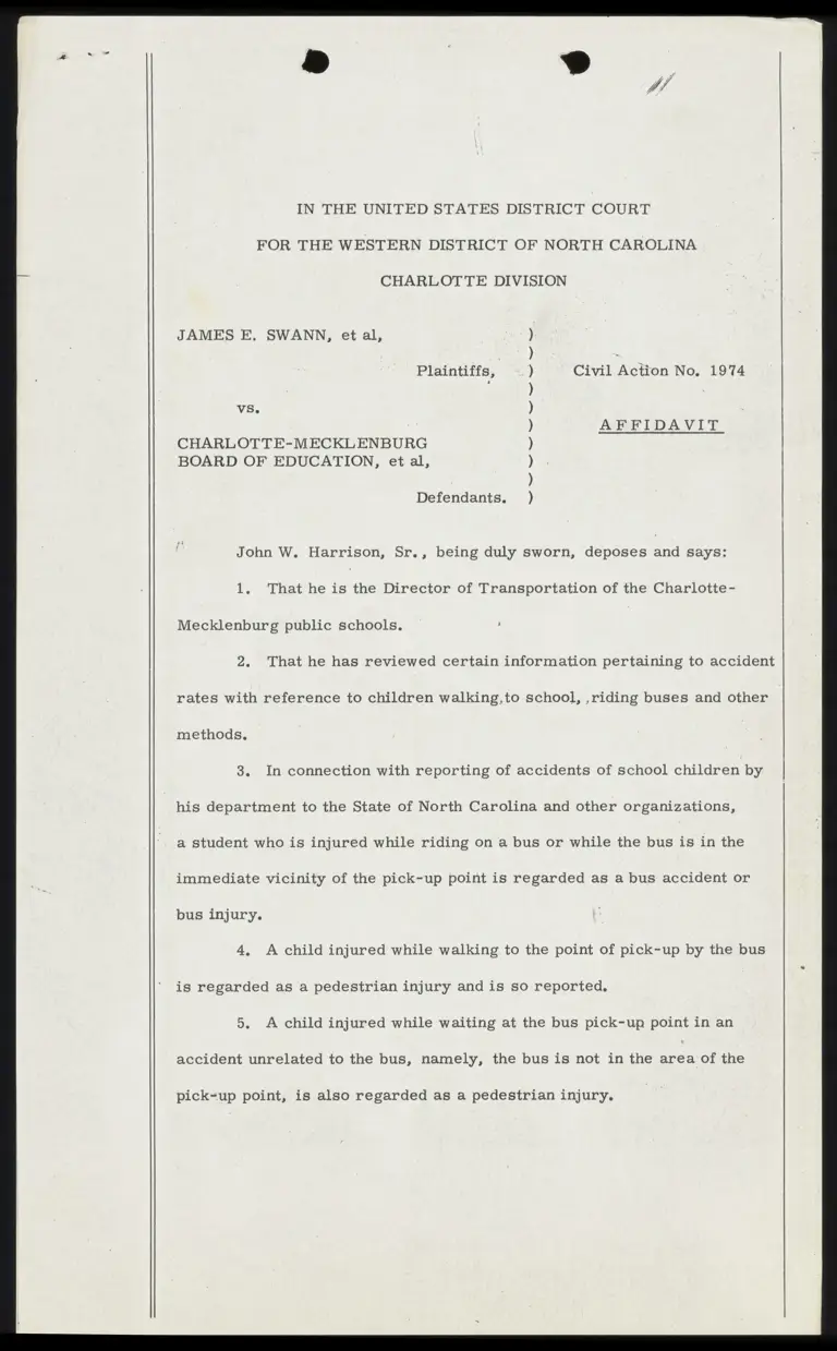 Affidavit of John W. harrison preview