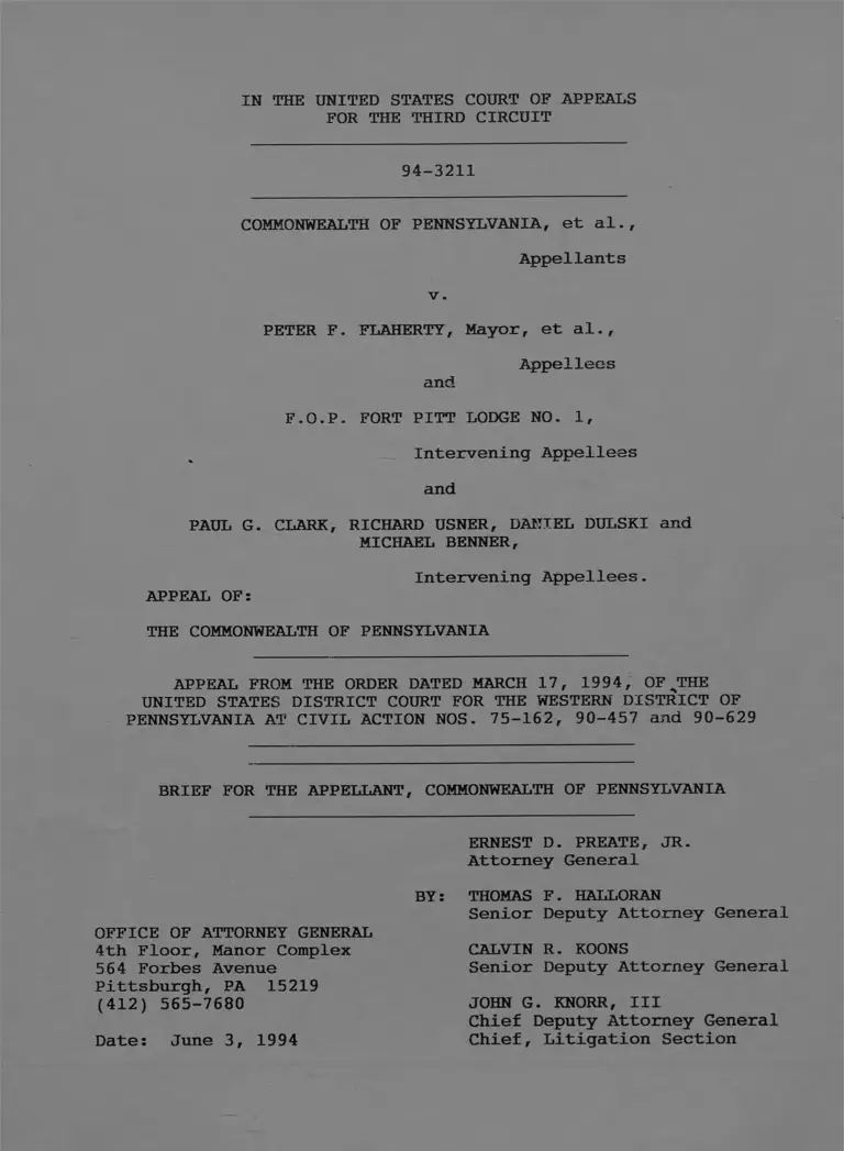 Commonwealth of Pennsylvania v. Flaherty Brief for the Appellant preview
