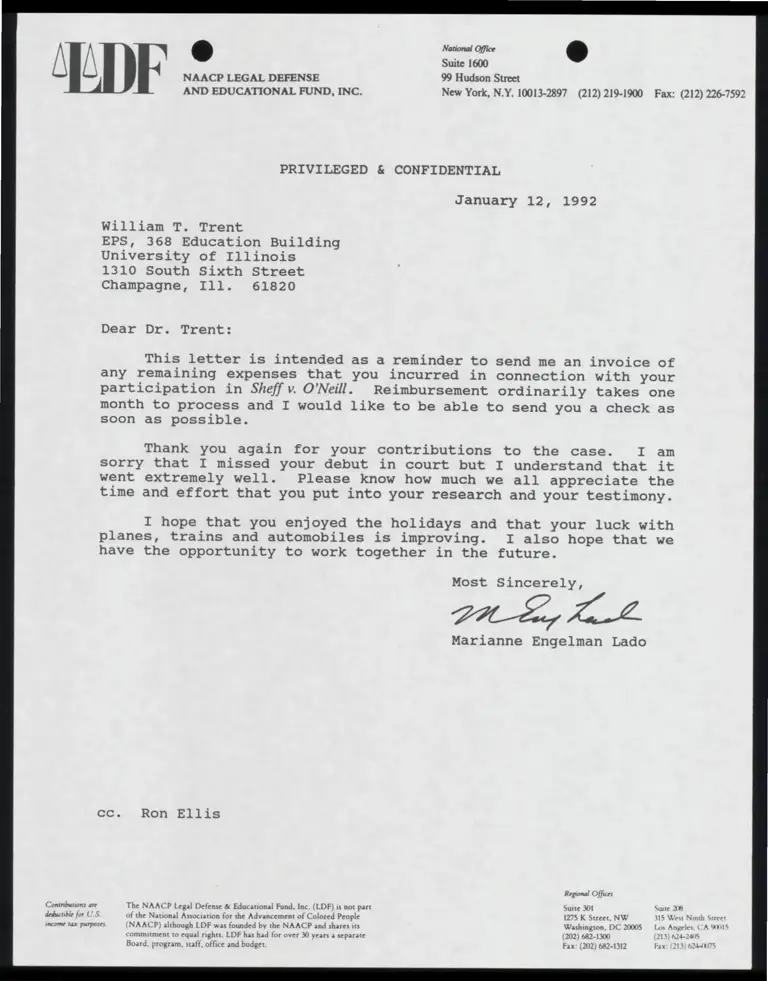 Correspondence from Lado to Trent; to Braddock; to Dawkins; to Crain (Redacted) preview