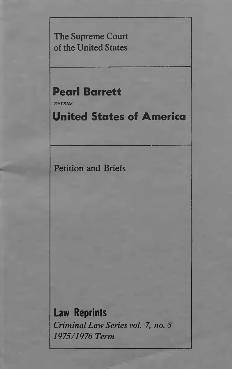 Barett v. United States Petition and Briefs preview