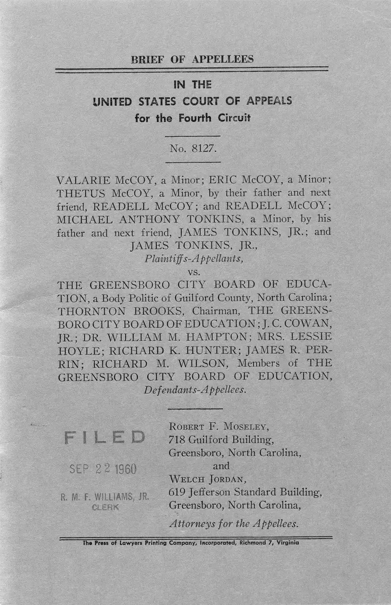 McCoy v. The Greensboro City Board of Education Brief of Appellees preview