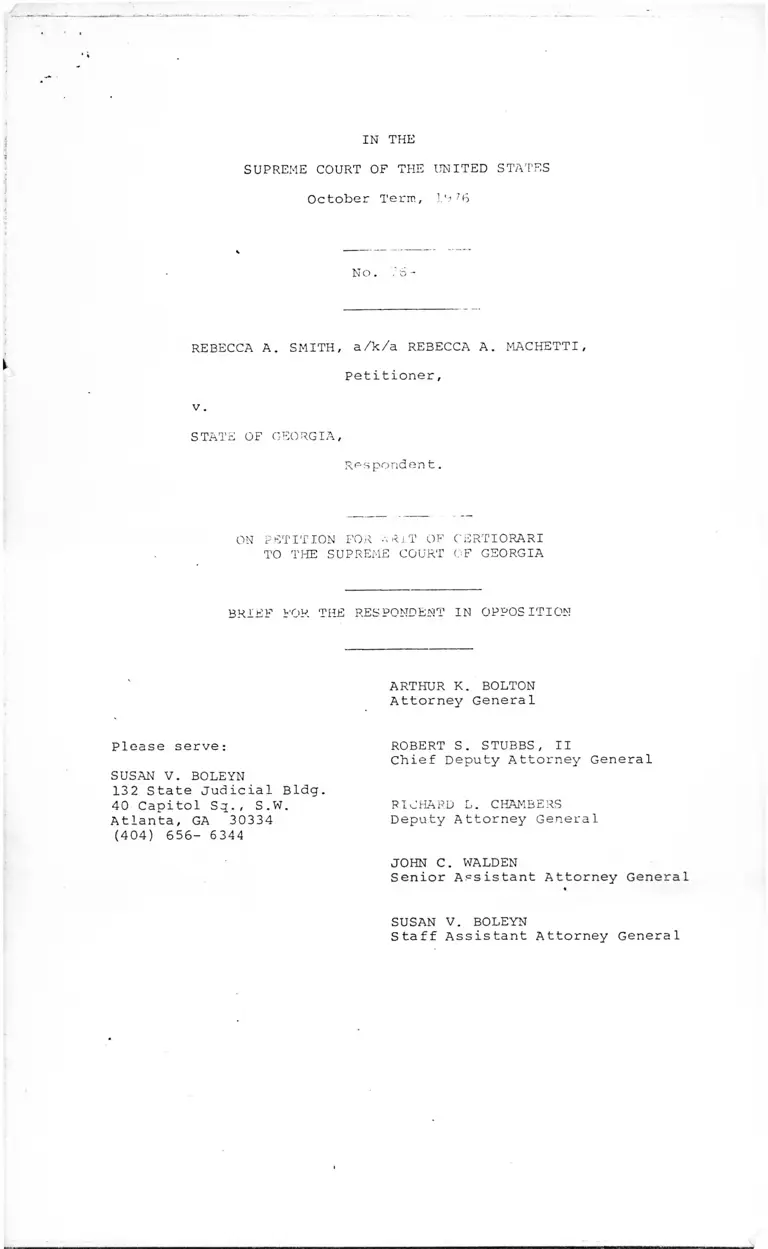 Smith v GA Brief for the Respondent in Opposition preview