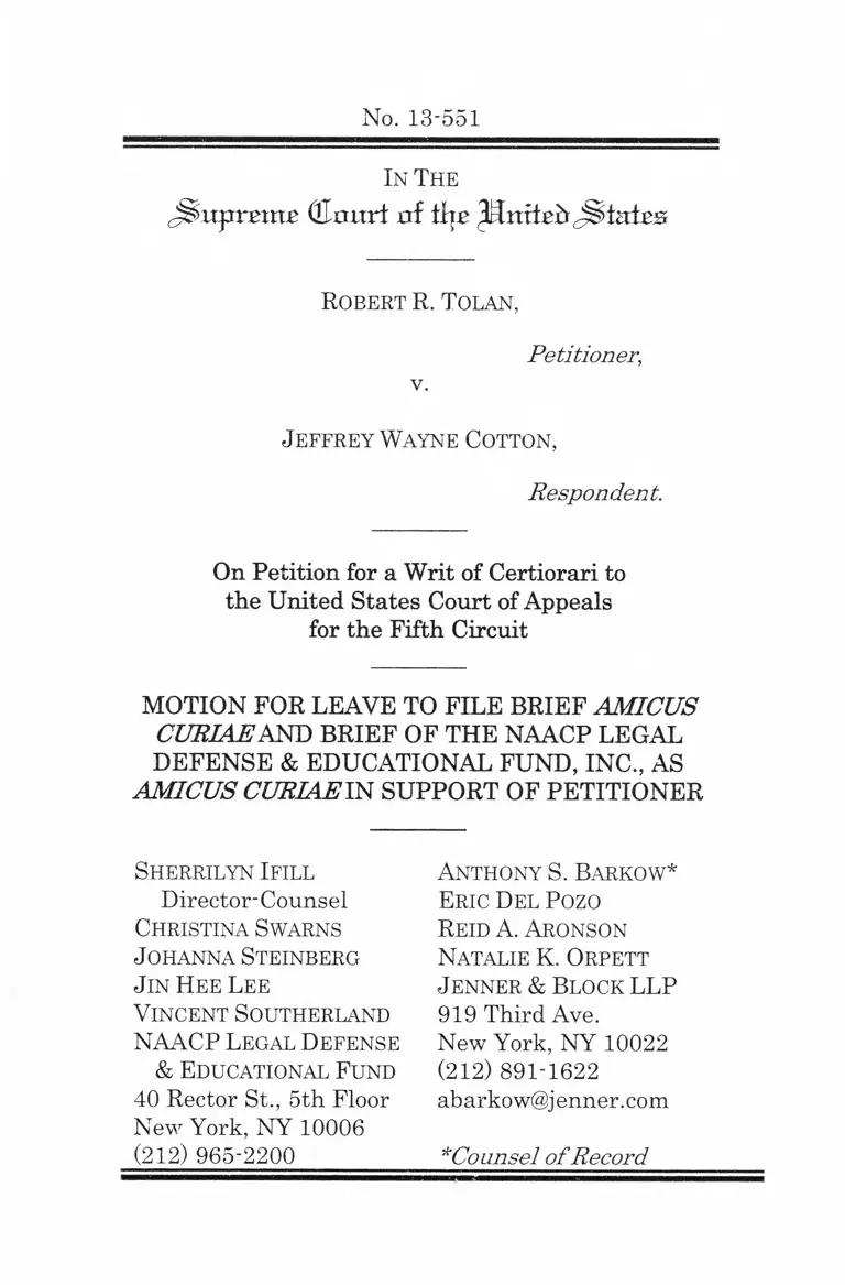 Tolan v. Cotton Motion for Leave to File and Brief Amicus Curiae preview