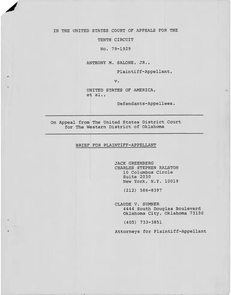 Salone v. USA Brief for Plaintiff Appellant preview