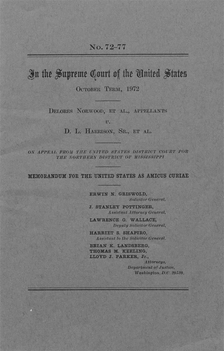 Norwood v. Harrison Memorandum for the United States as Amicus Curiae preview