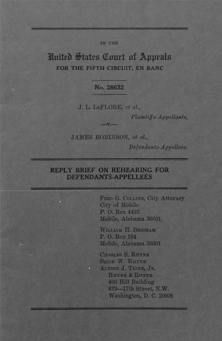 LeFlore v Robinson Reply Brief on Rehearing for Defendants-Appellees preview
