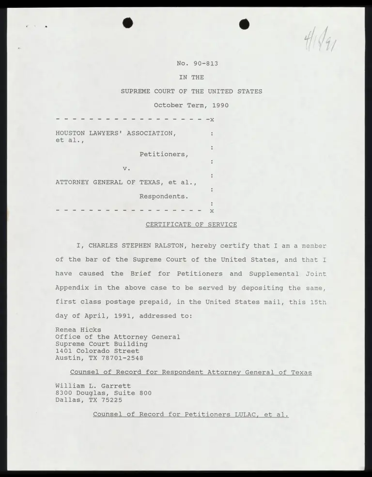 Certificate of Service for Brief for Petitioners and Supplemental Joint Appendix preview