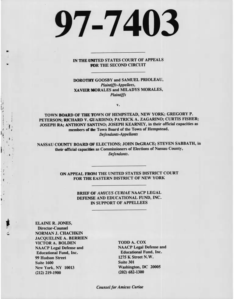 Goosby v. Hempstead, New York Town Board Brief Amicus Curiae in Support of Appellees preview