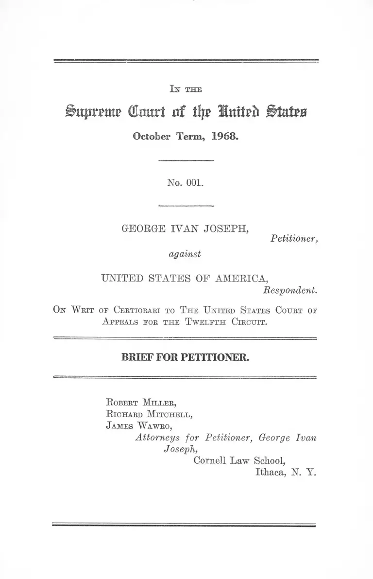 Joseph v. United States of America Brief for Petitioner preview
