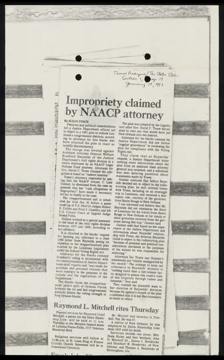 Impropriety Claimed by NAACP Attorney News Clipping preview