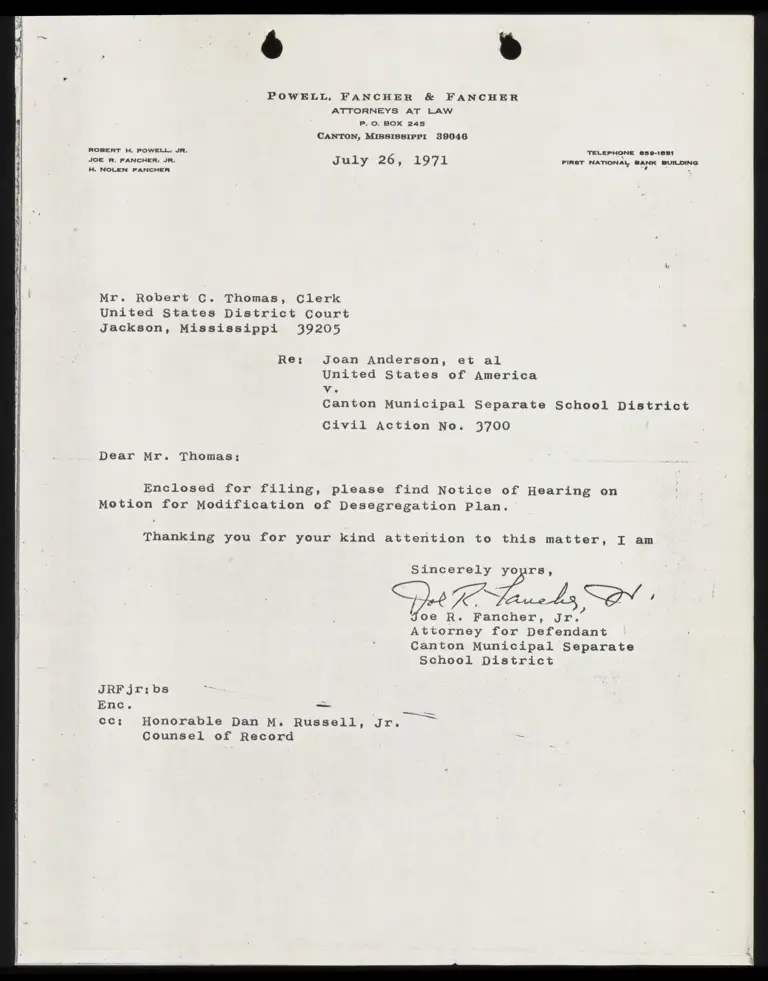 Notice of Hearing on Motion for Modification of Desegregation Plan preview