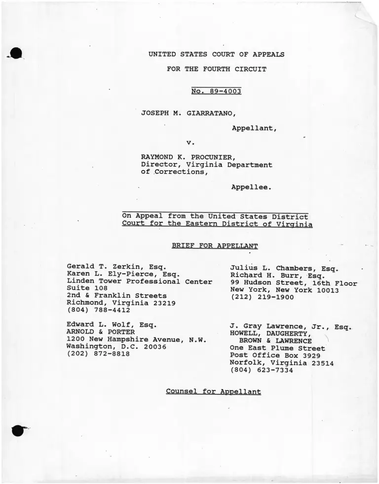 Giarratano v. Procunier Brief for Appellant preview