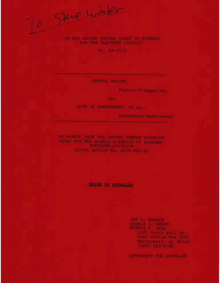 Pruitt v. Montgomery Brief for Appellee preview