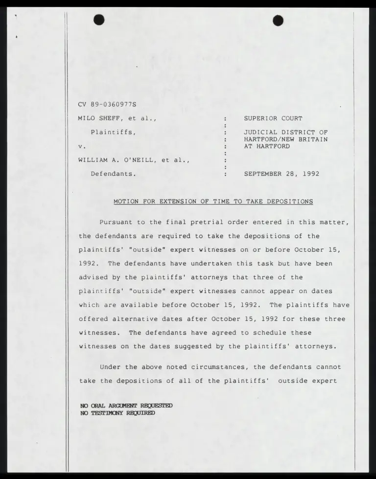 Motion for Extension of Time to Take Depositions preview