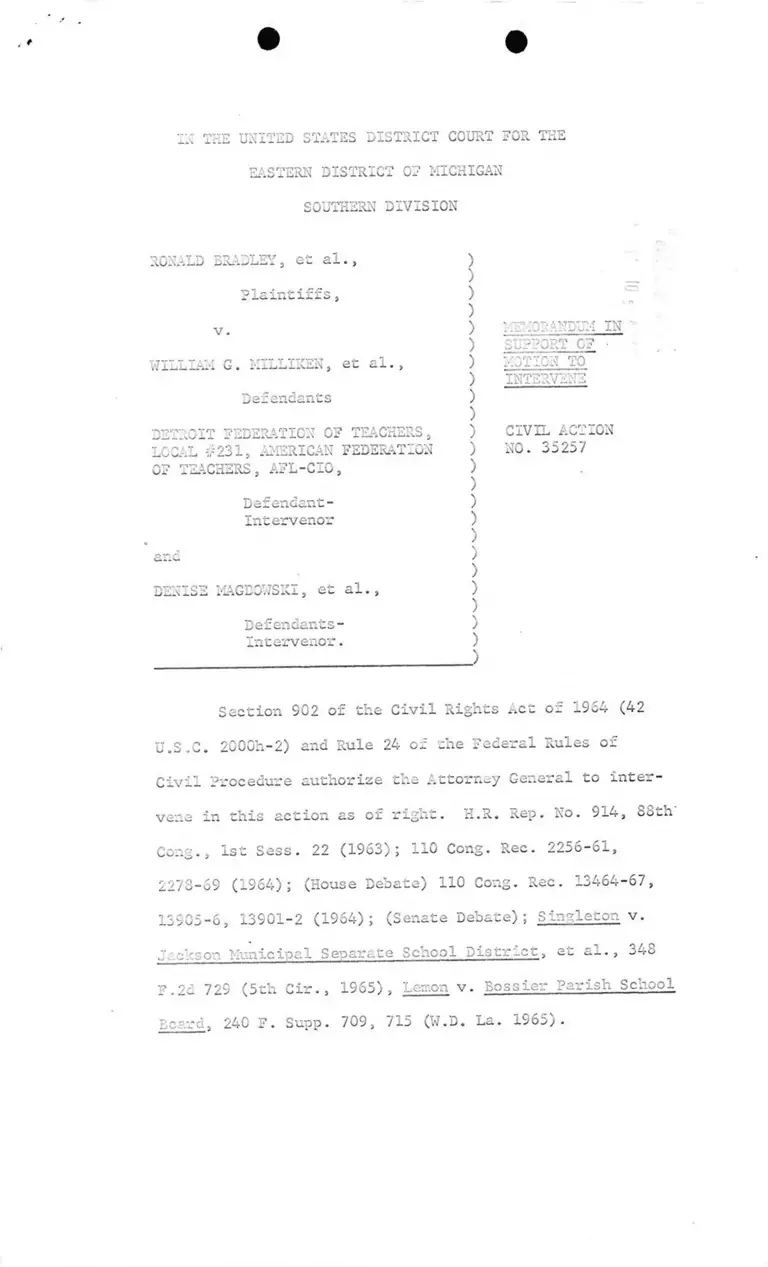 Memorandum in Support of Motion to Intervene preview