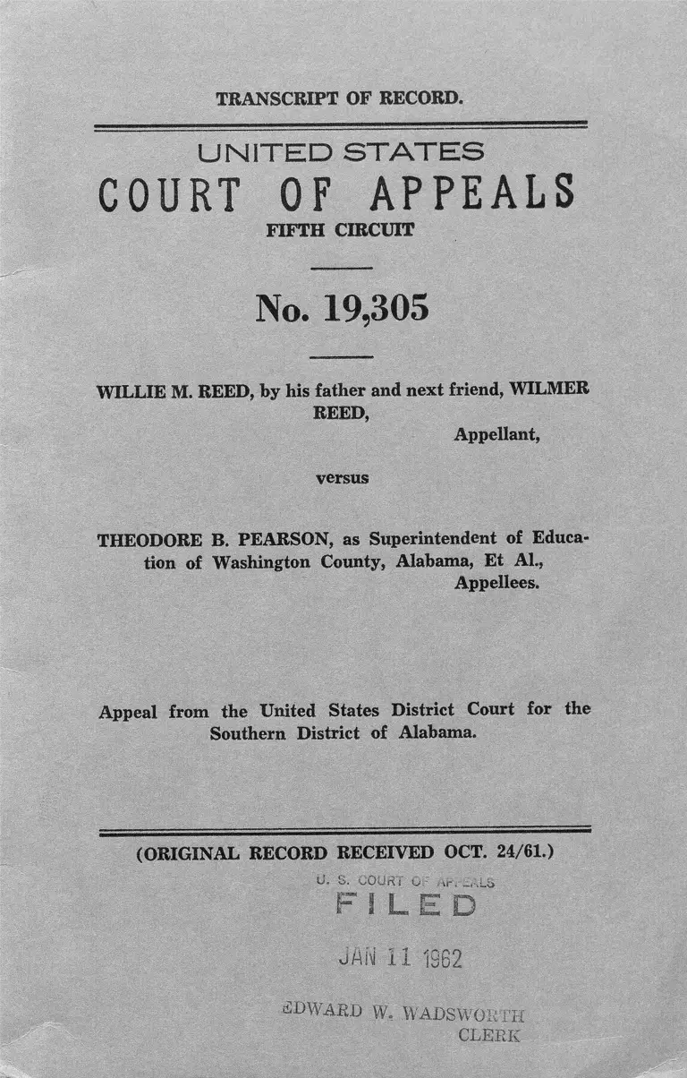 Reed v. Pearson Transcript of Record preview