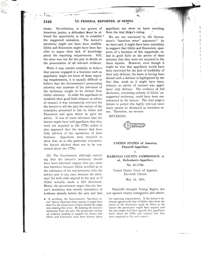 United States v. Marengo County Commission Court Opinion preview