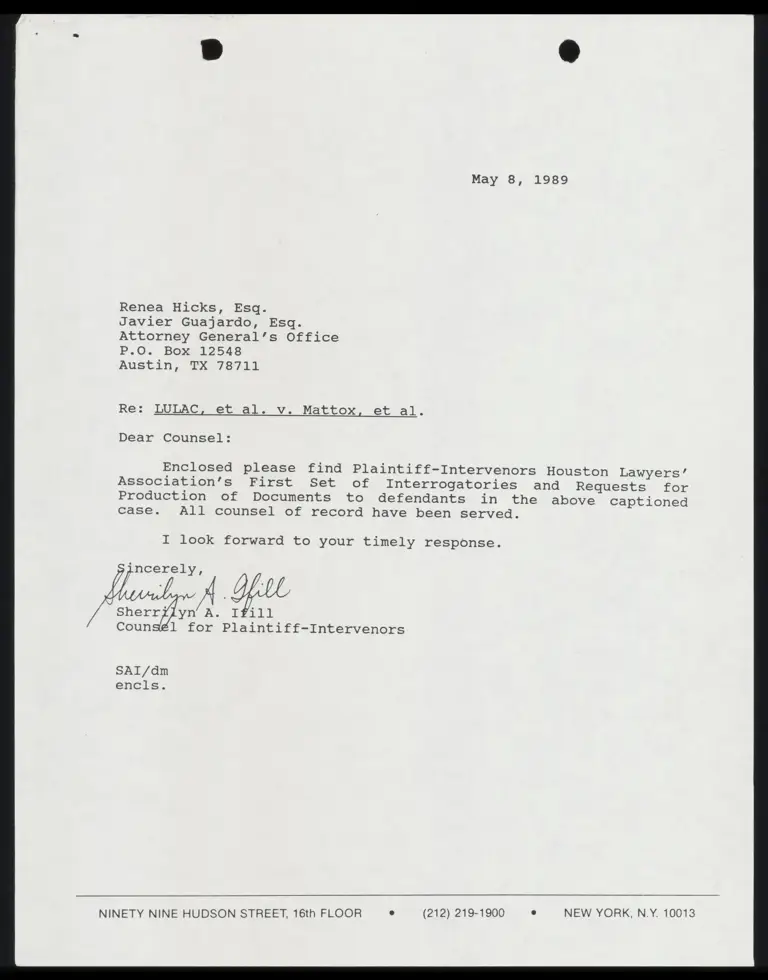 Plaintiff-Intervenors Houston Lawyers First Set of Interrogatories and Requests for Production of Documents to Defendants preview