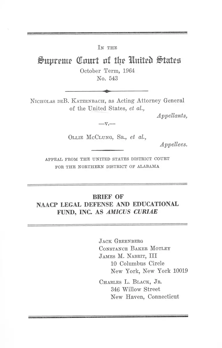 Katzenbach v. McClung Brief Amicus Curiae preview