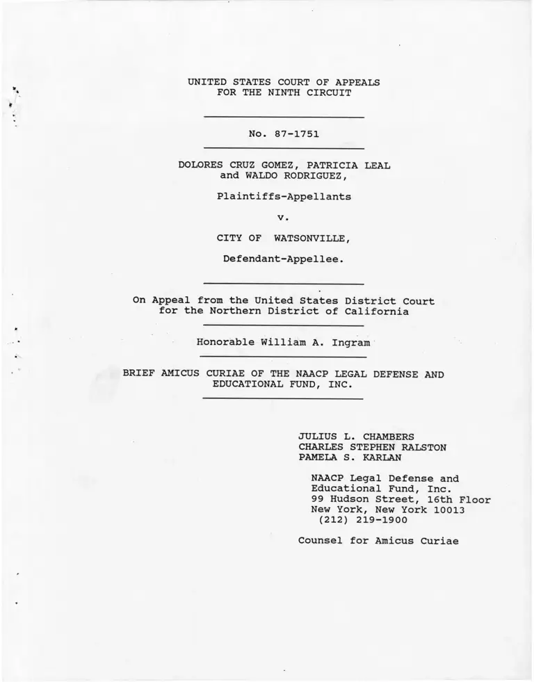 Gomez v. City of Watsonville Brief Amicus Curiae preview