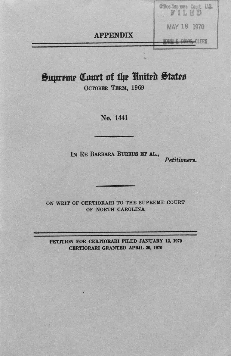 Burrus v. Hyde County NC Juvenile Petitions and Orders of Commitment and Probation preview