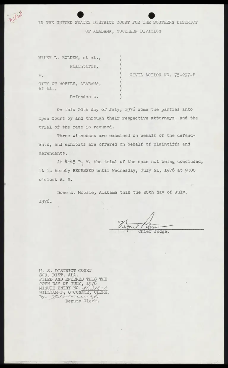 Notice of Trial Recesses preview