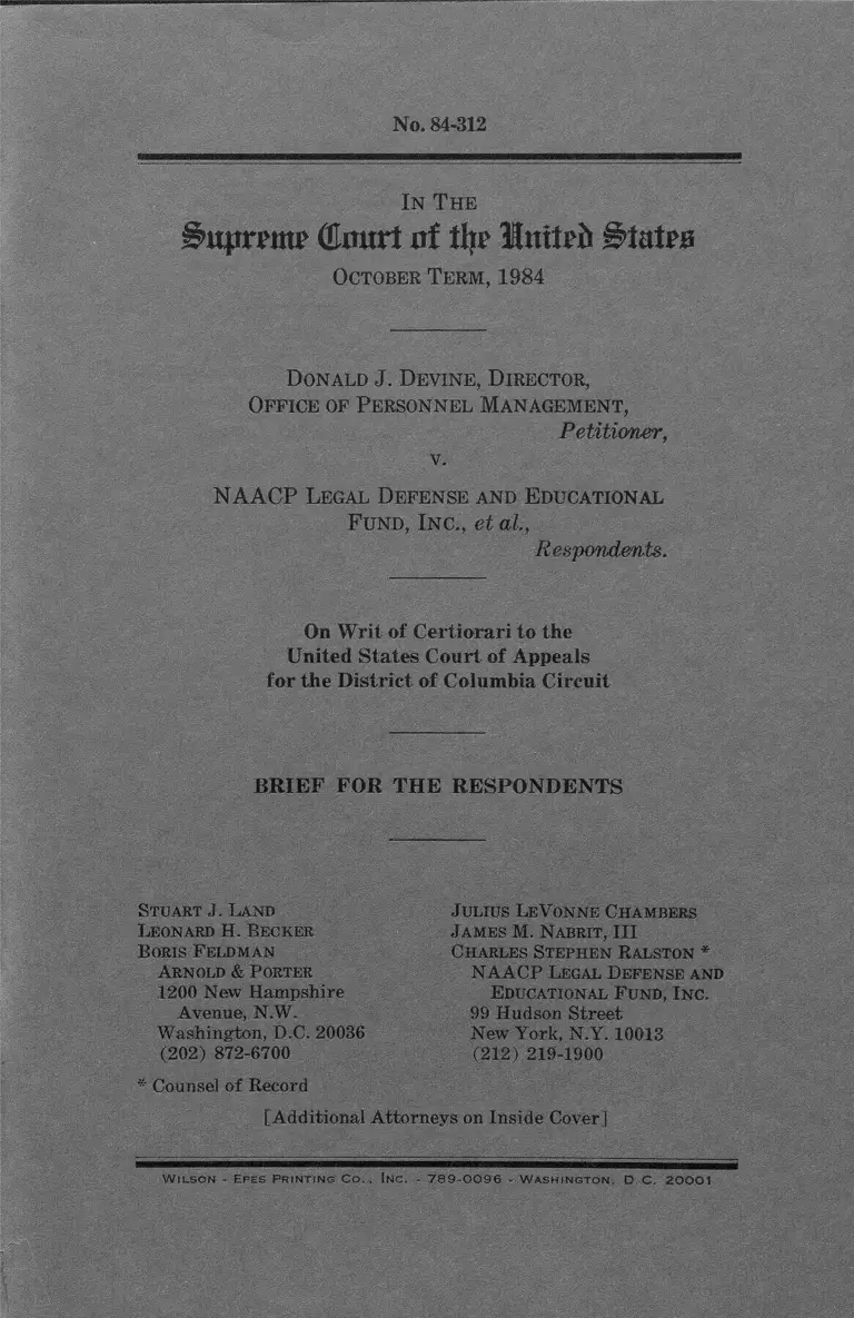 Devine v. NAACP Legal Defense Fund Brief for the Respondents preview