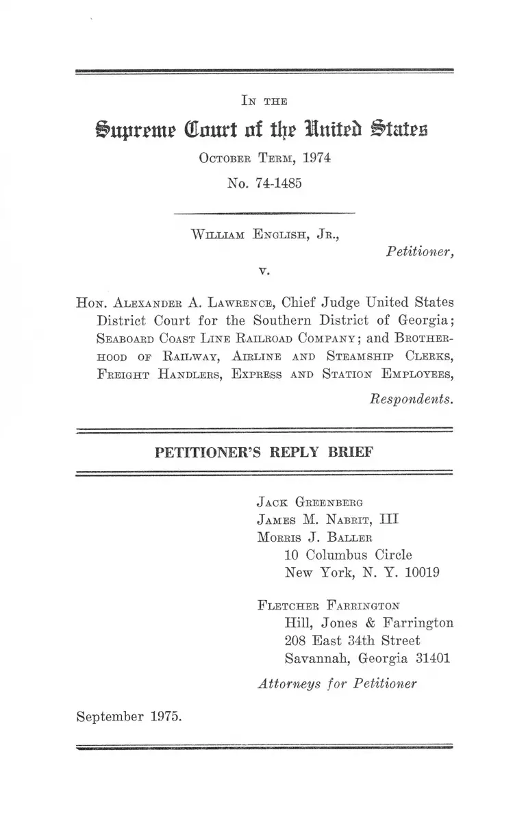 English v. Lawrence Petitioner's Reply Brief preview