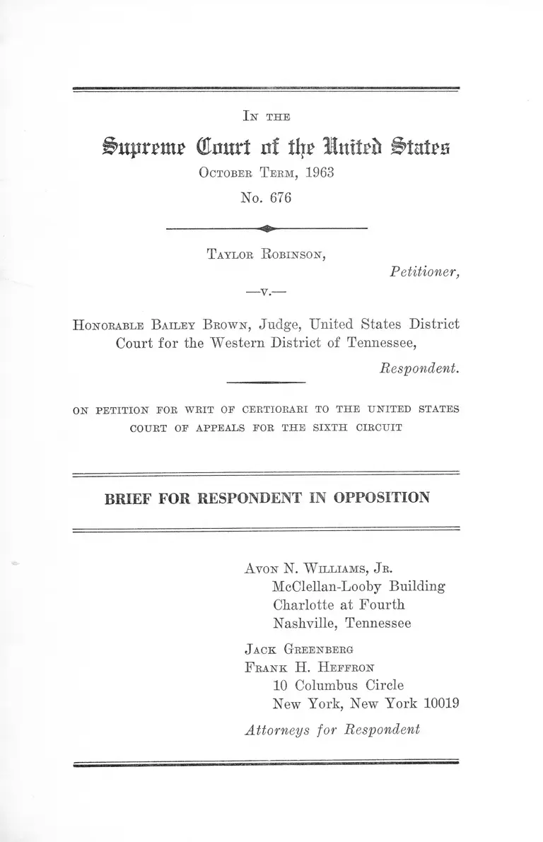 Robinson v Brown Brief for Respondent in Opposition preview