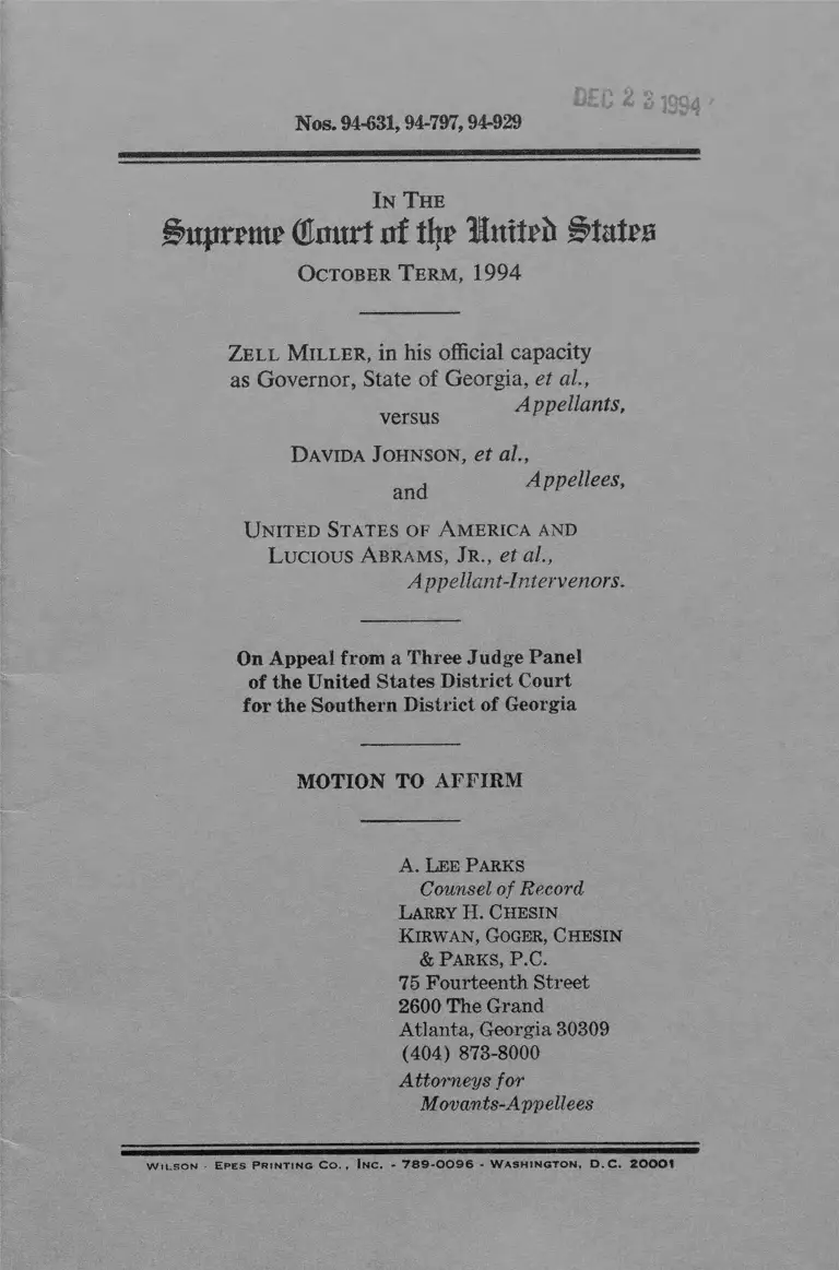 Miller v. Johnson Motion to Affirm preview