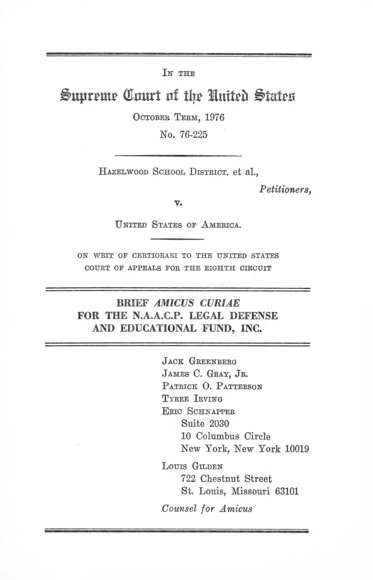 Hazelwood School District v. United States Brief Amicus Curiae for the NAACP Legal Defense and Educational Fund, Inc. preview