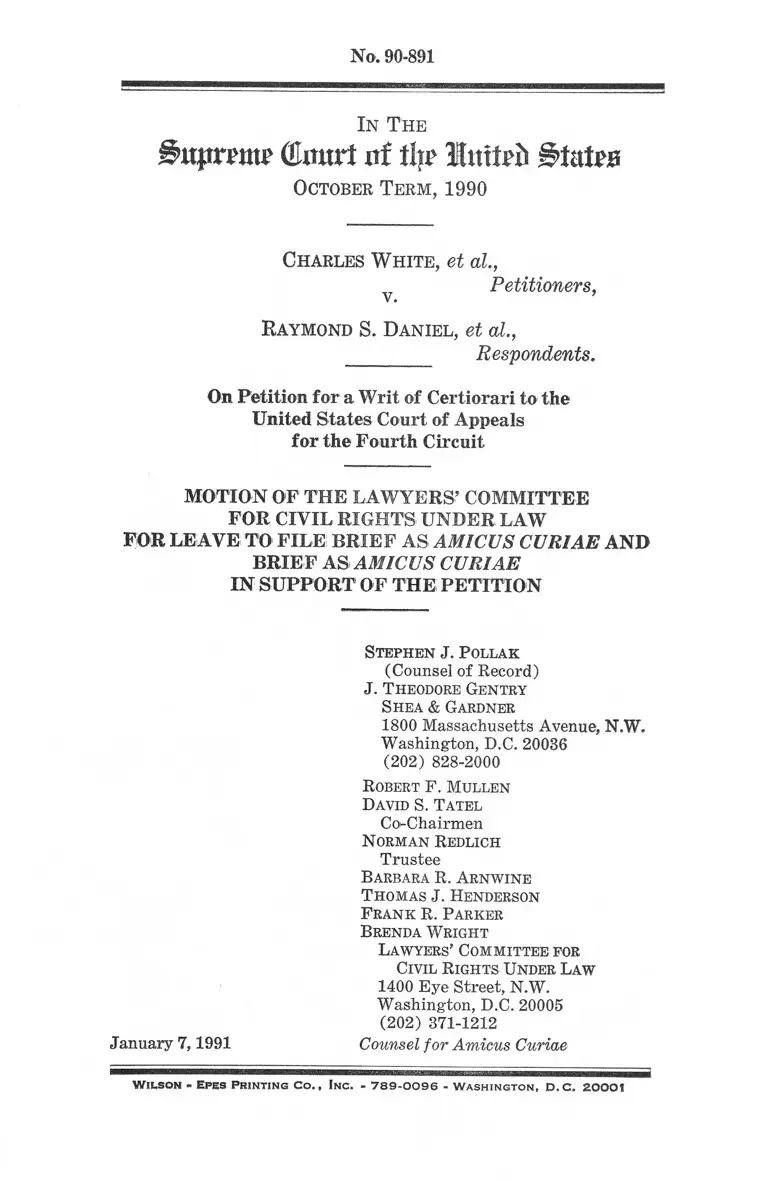 White v. Daniel Motion for Leave to File Brief Amicus Curiae preview