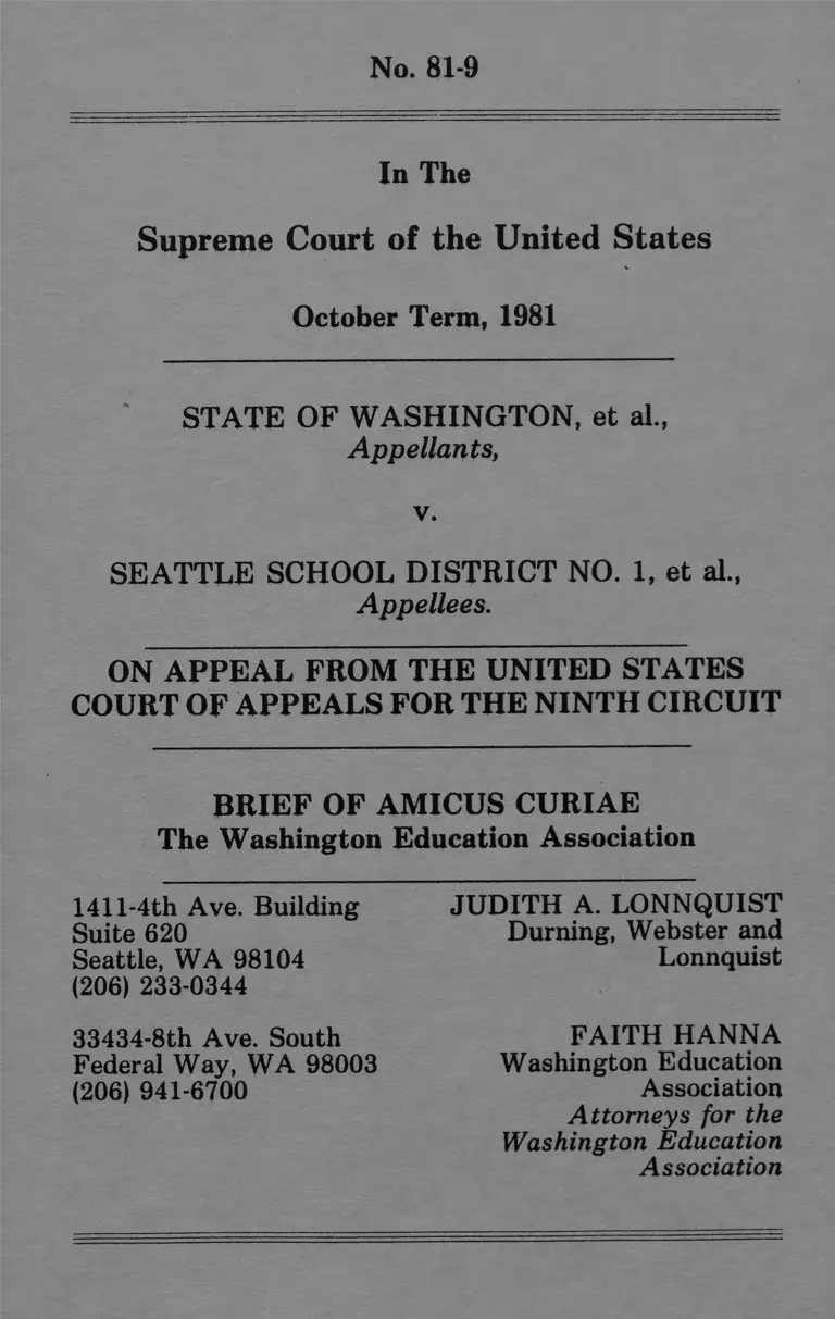 Washington State v. Seattle School District No. 1 Brief Amicus Curiae preview
