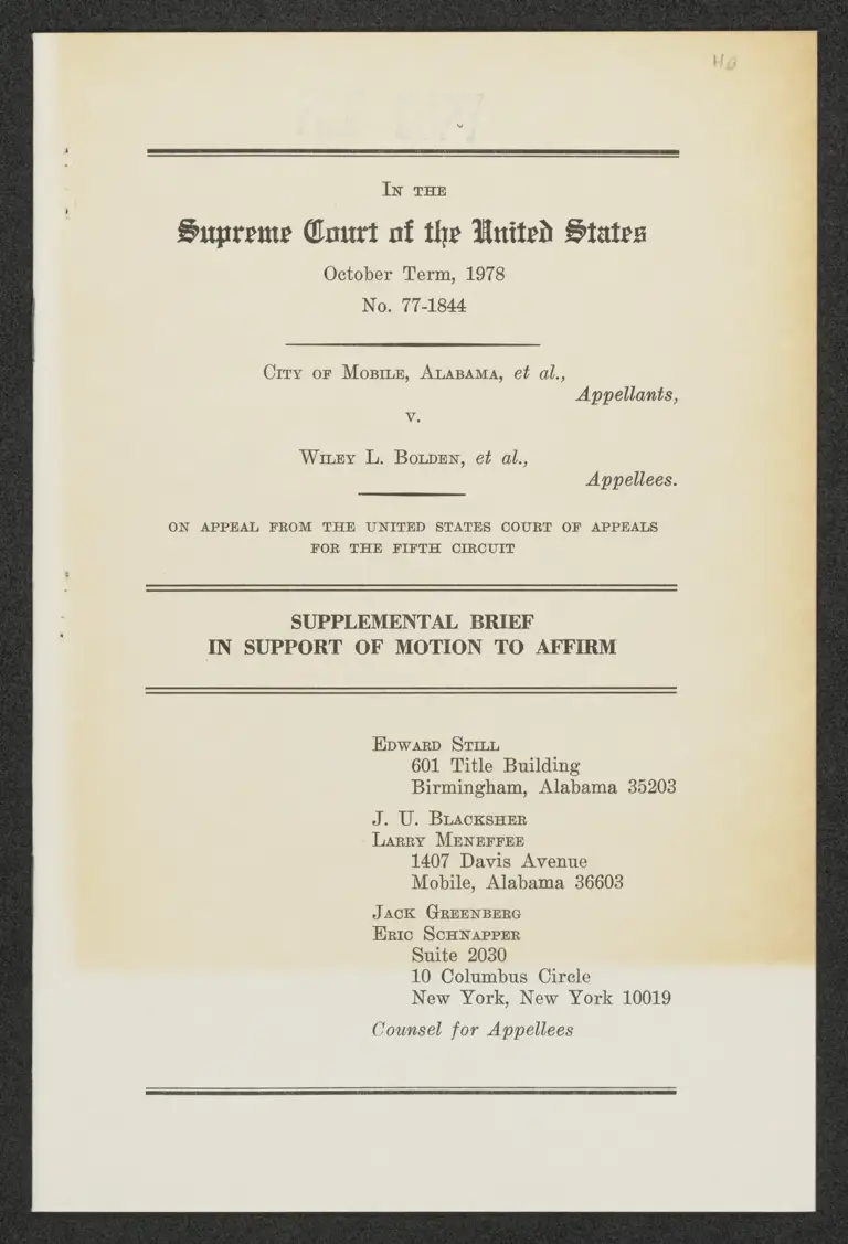 Supplemental Brief in Support of Motion to Affirm preview