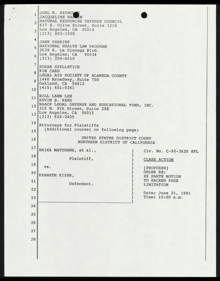 Proposed Order RE: Ex Parte Motion to Exceed Page Limitation preview