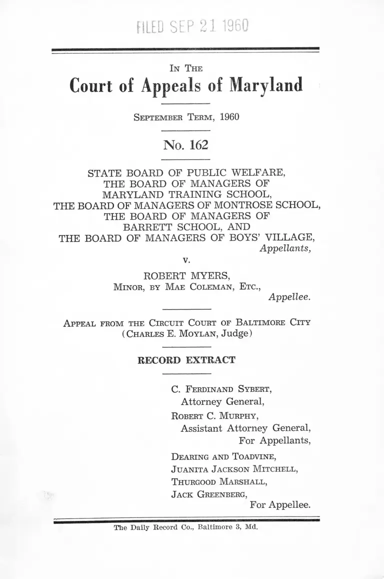 State Board of Public Welfare v. Myers Record Extract preview