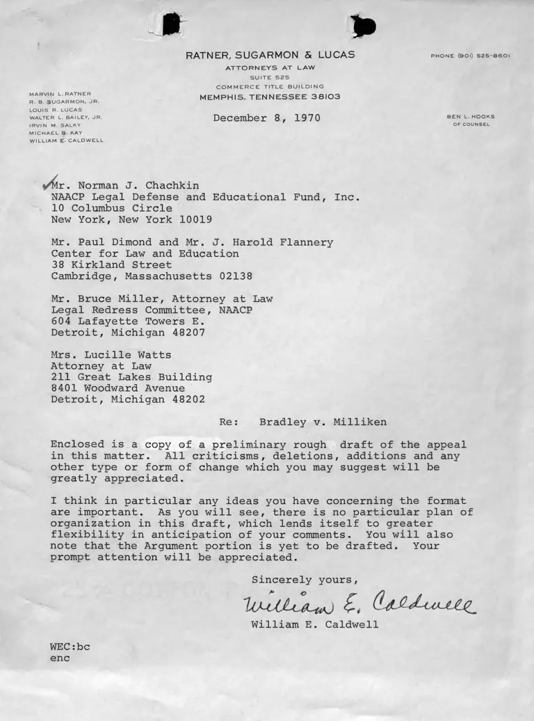 Correspondence from Caldwell to Co-counsel preview