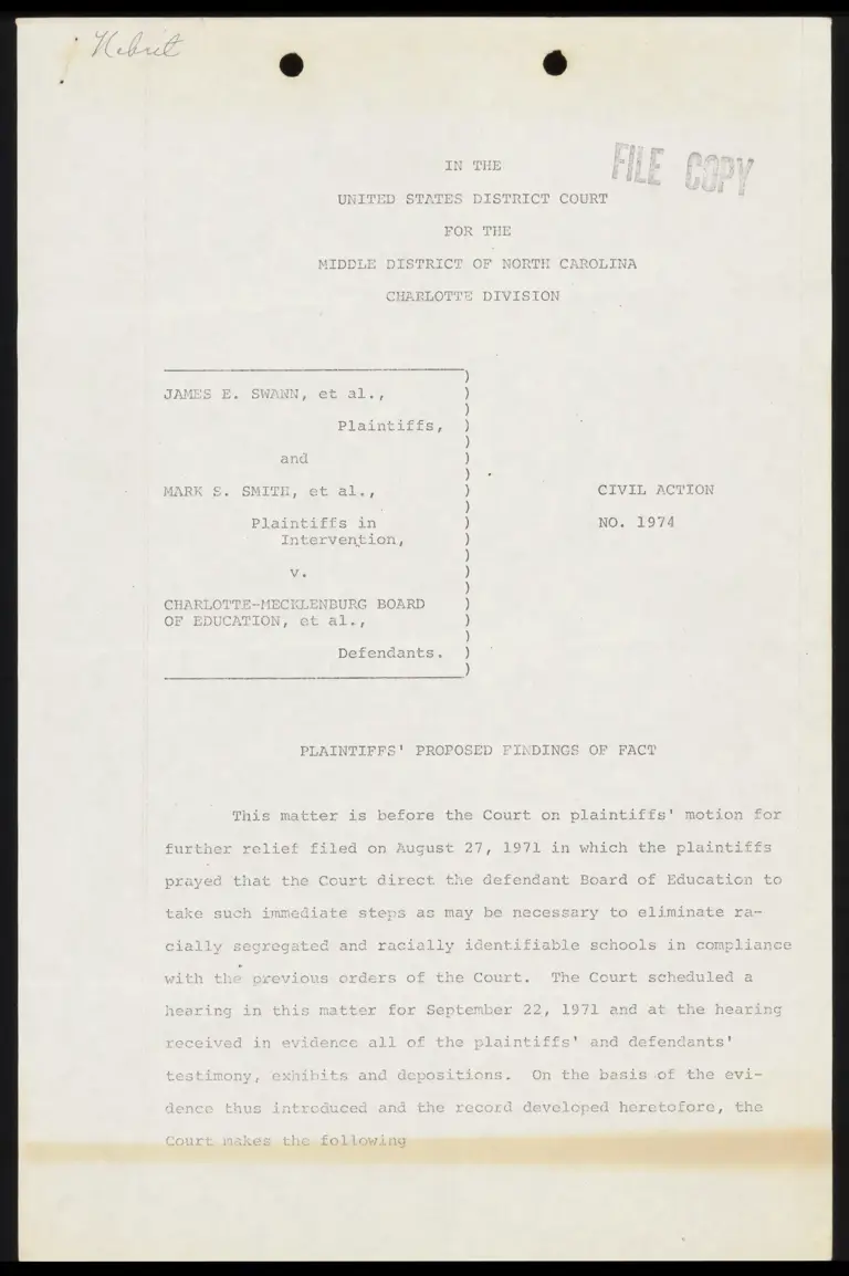 Plaintiffs' Proposed Findings of Fact preview