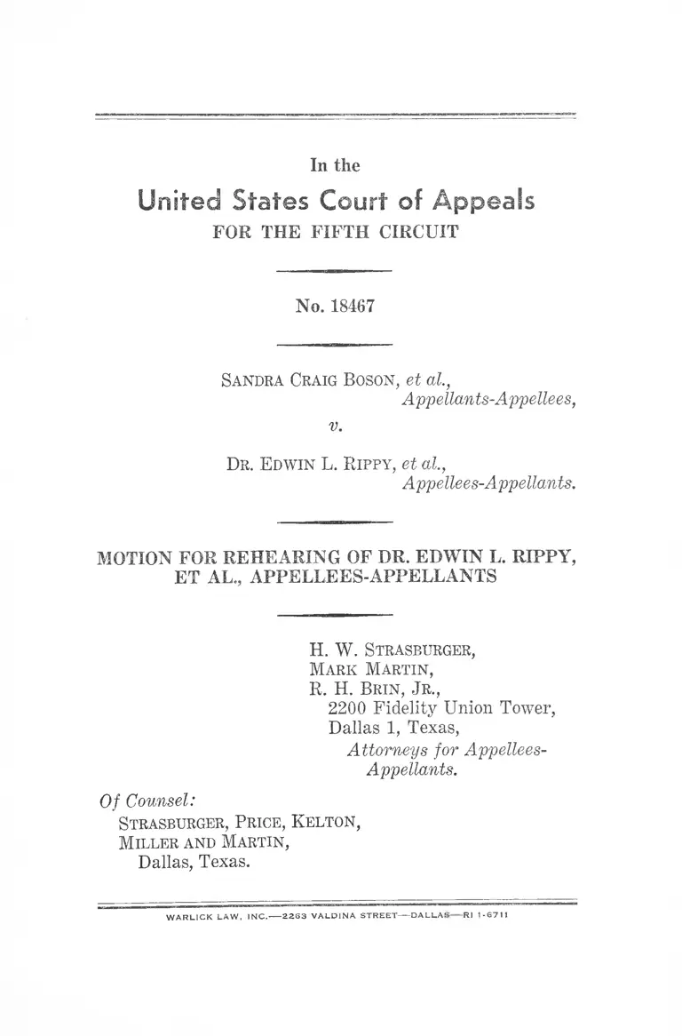 Boson v. Rippy Motion for Rehearing of Dr. Edwin L. Rippy, et al., Appellees-Appellants preview
