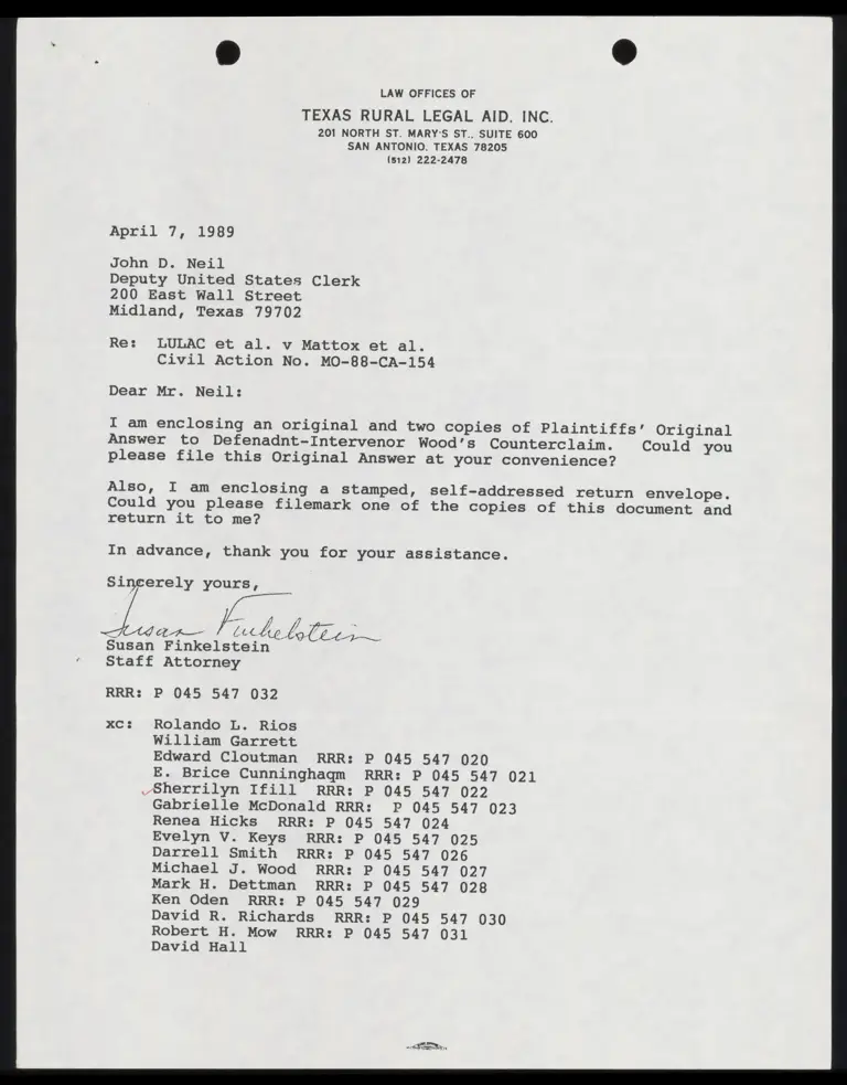 Plaintiffs' Original Answer to Defendant-Intervenor Wood's Counterclaim preview