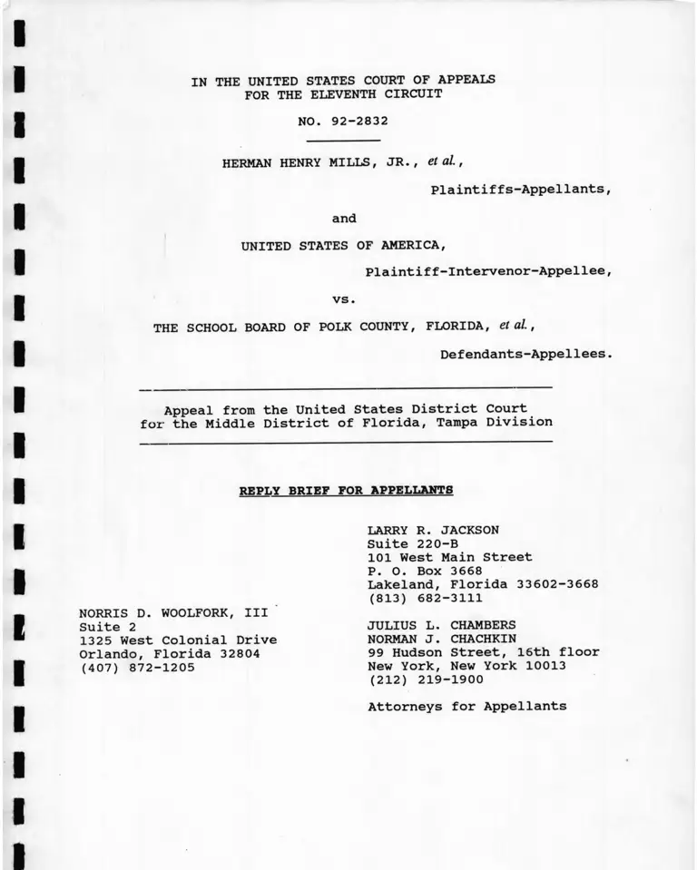 Mills v. Polk County, FL School Board Reply Brief for Appellants preview