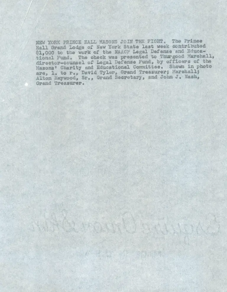 Marshall, Thurgood; and Donors, 1961, undated - 8 of 10 (supplement) preview