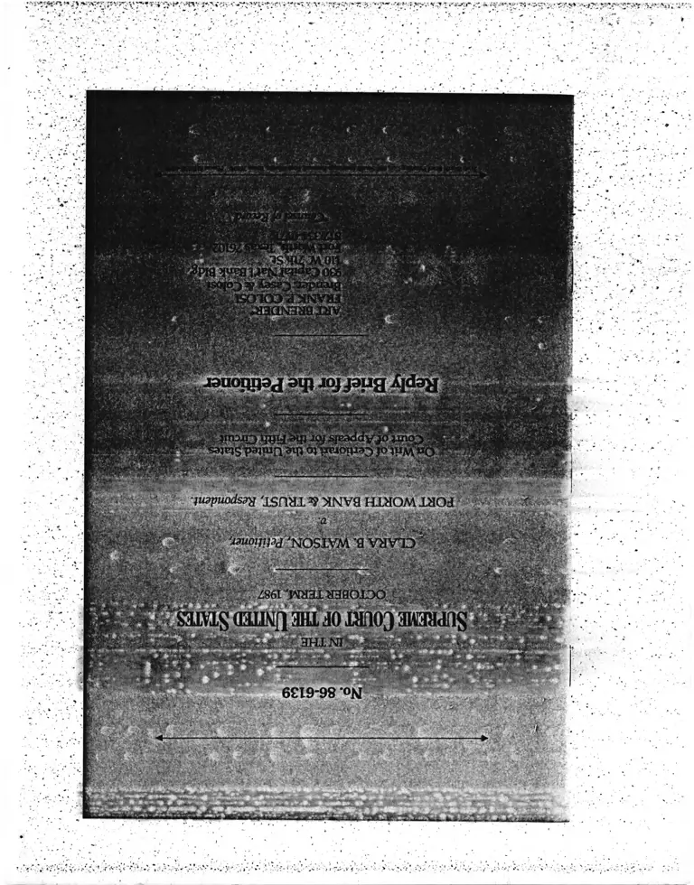 Watson v. Fort Worth Bank and Trust Reply Brief for Petitioner preview
