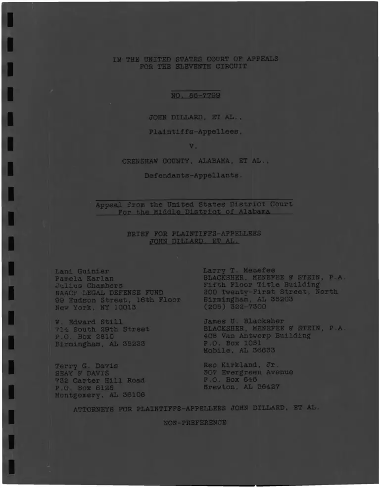 Dillard v. Crenshaw County, AL Brief for Plaintiffs-Appellees John Dillard preview