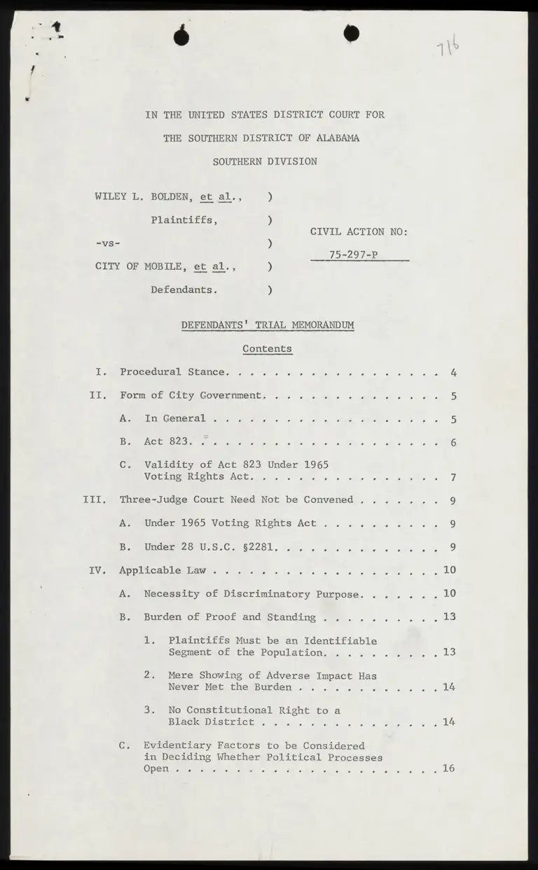 Defendants' Trial Memorandum preview